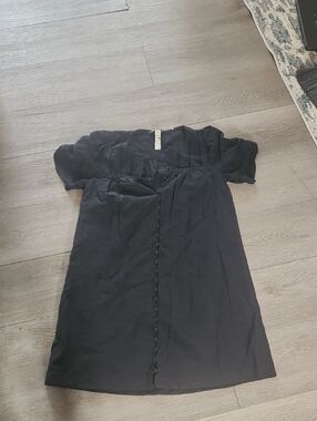 Madewell Black Button-Front Blouse Dress